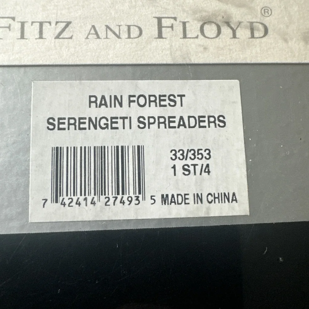 Fitz and‎ Floyd Rain Forest Serengeti Spreaders Metal Serveware Tropical Party
